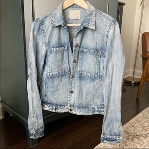 WOMEN’S distressed denim jean moto retro jacket | medium